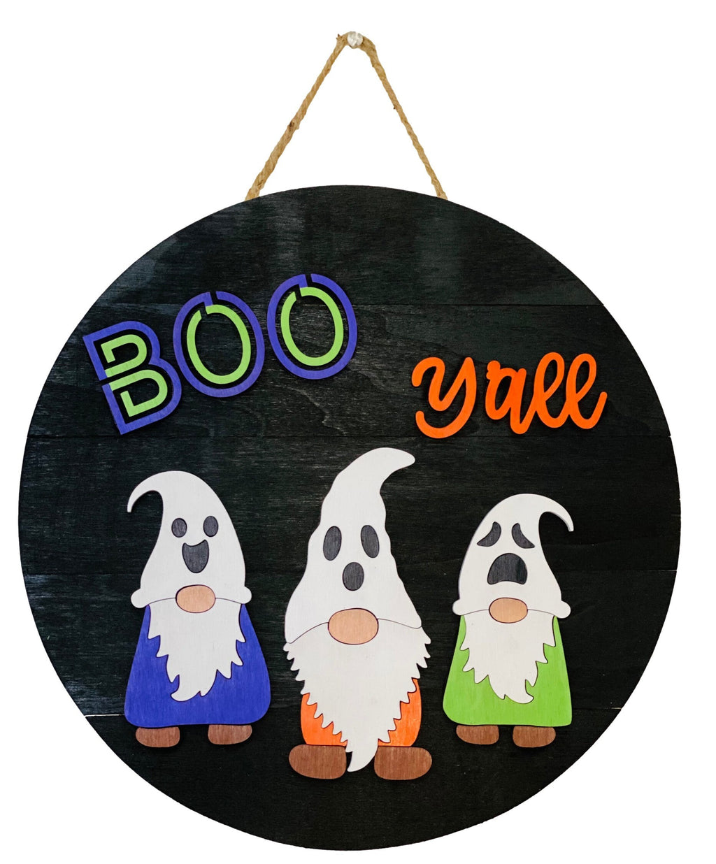 Boo Y’all - Gnomies - Gnomes - Wooden 12” Round - Halloween - Door Sign / Wreath