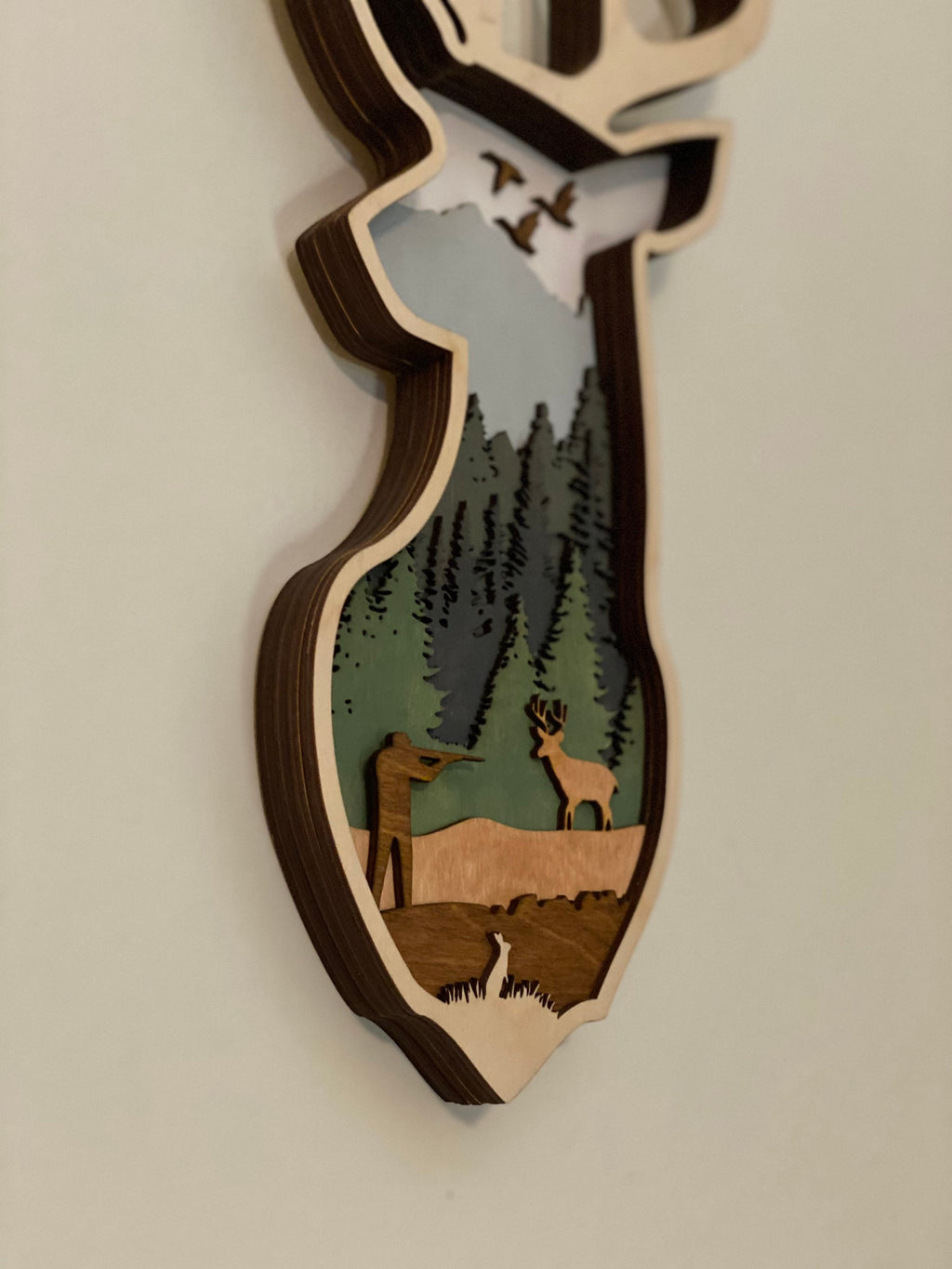 Deer Head | Layered Wooden Door Sign / Wreath | Fathers Father’s Day Gift for Dad