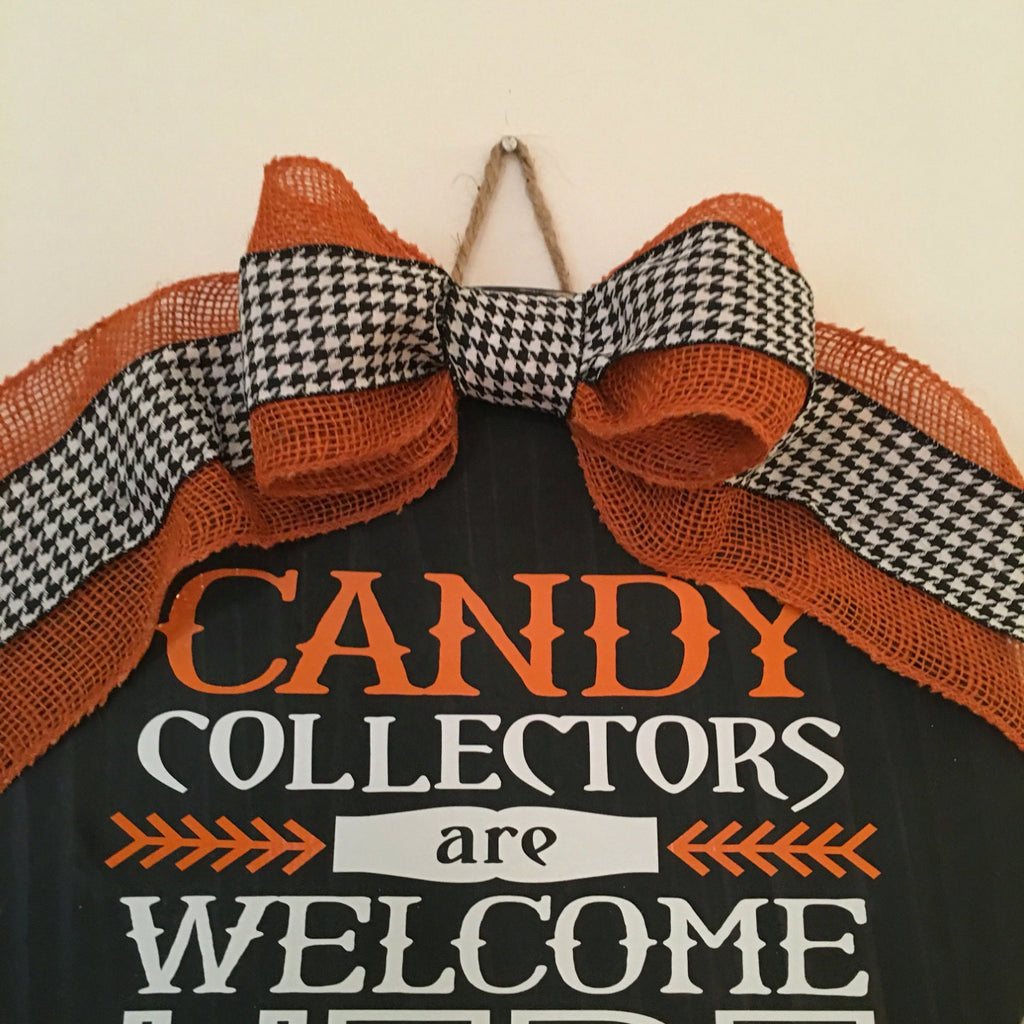 18" Round Halloween Candy Collector Wooden Door Sign / Wreath