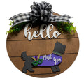 Add on Outfit for  Yorkie Frenchie Pug -Mardi Gras - Dog - Large Round Wooden Shiplap Door Hanger / Wreath / Sign