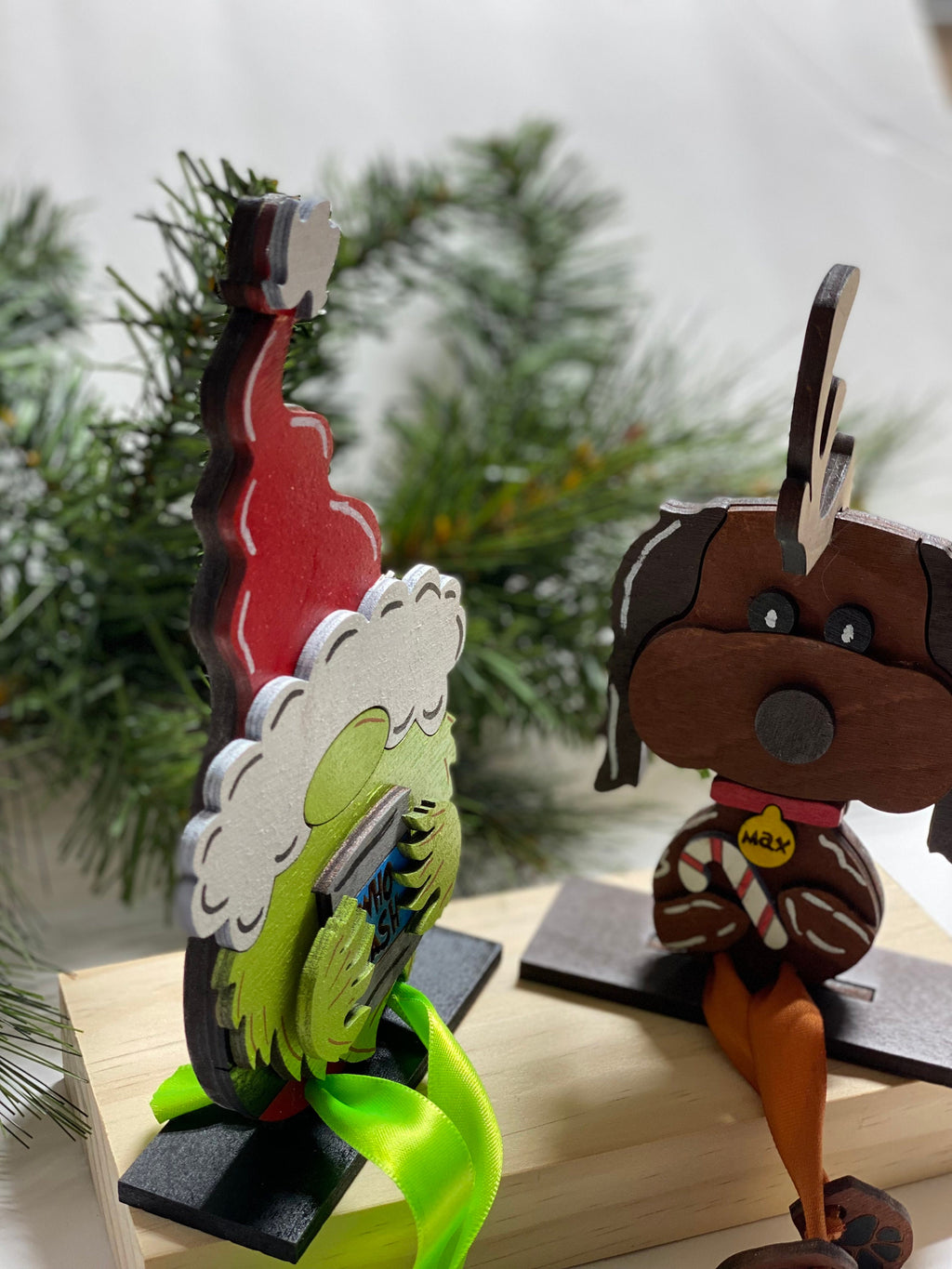 Mean One Gnome and Max the Dog Set -  Shelf Sitter - Christmas Decoration Decor