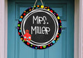 Teacher’s Room - Personalized - Schoolhouse - Polka Dot - Door Sign / Wreath