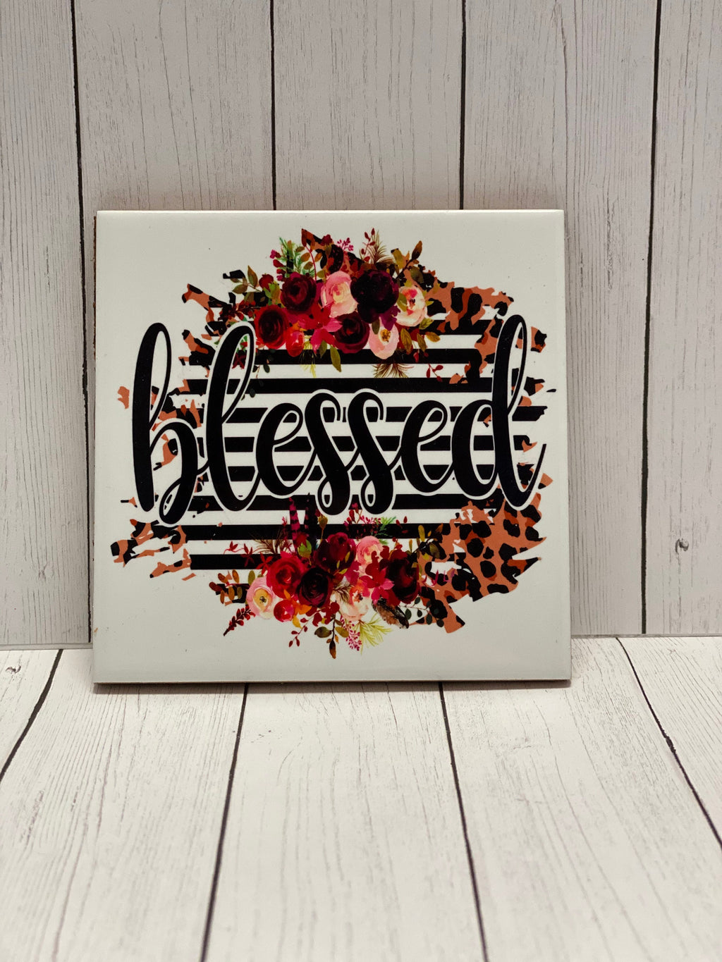 Blessed - Set of 4 - Tile Coasters - Gift Present for Wedding