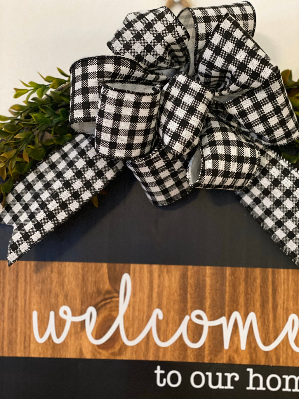 Split Brown / Black | Welcome To Our Home | Door Sign / Wreath