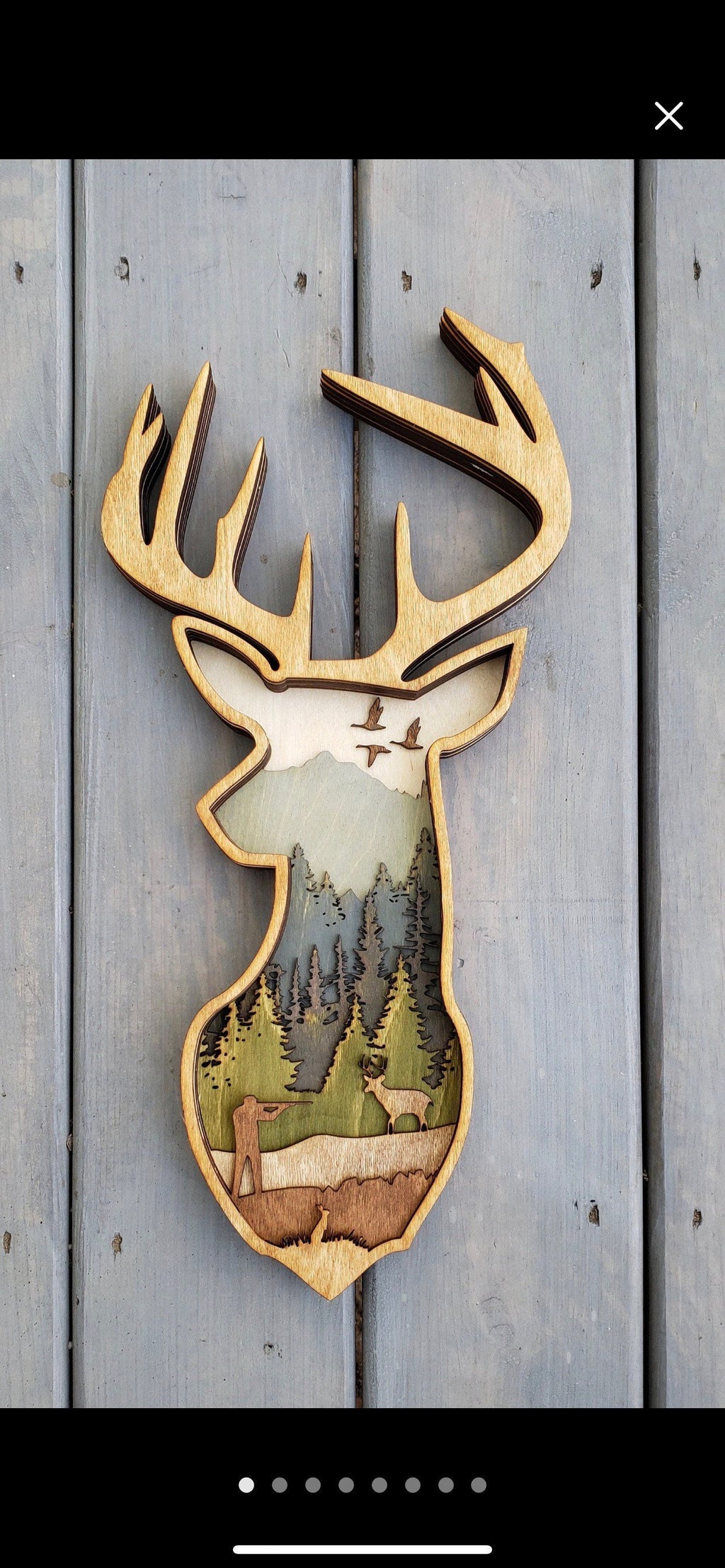 Deer Head | Layered Wooden Door Sign / Wreath | Fathers Father’s Day Gift for Dad