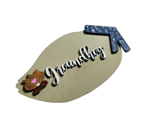 Add on Outfit - Groundhog Day - For Goose Goosey Interchangeable Large Round Wooden Shiplap Door Hanger / Wreath or Standup