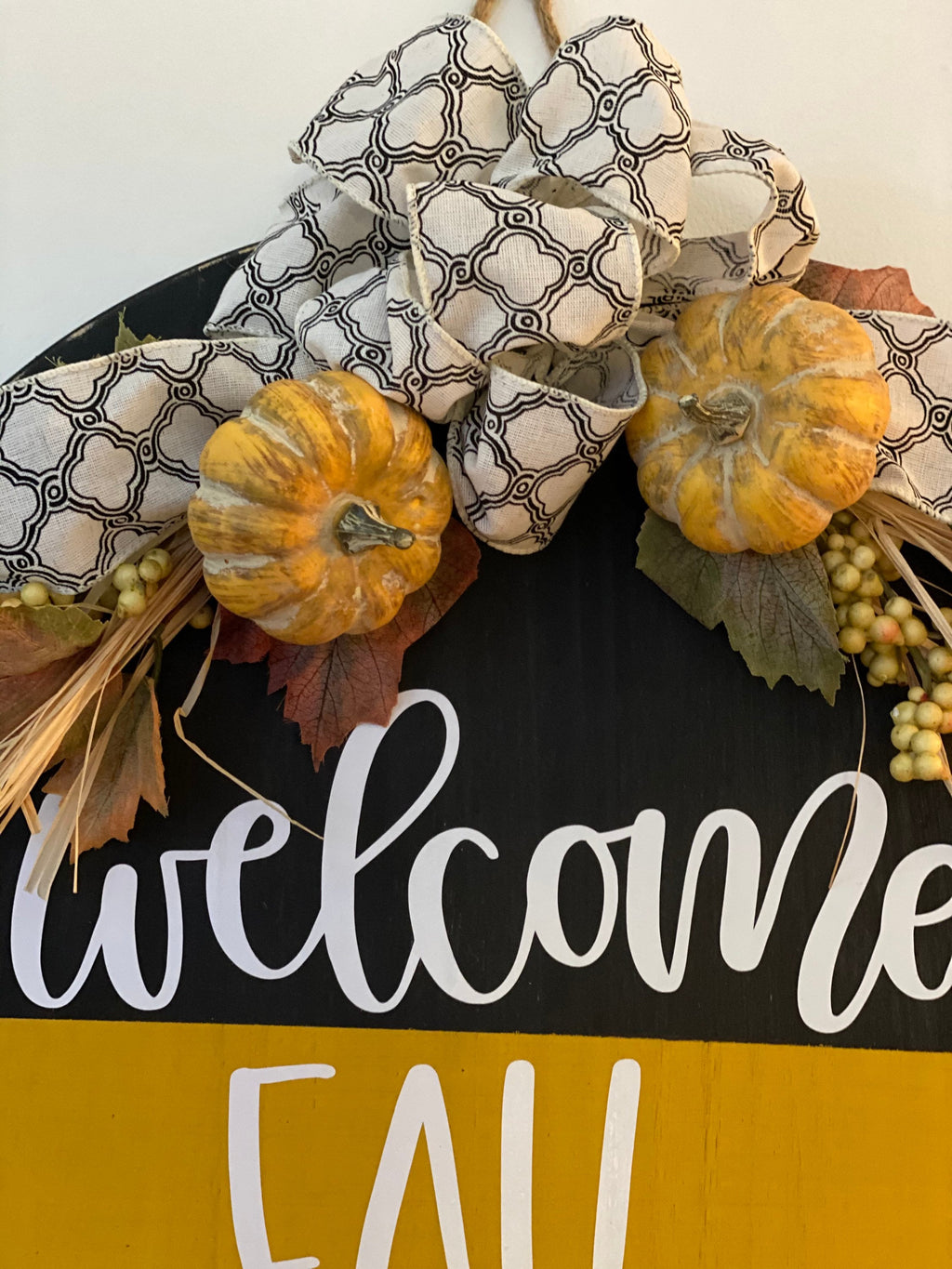 Welcome Fall - Split Black Gold - Wooden - Fall Door Sign / Wreath