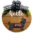 Add on Outfit for Schnauzer Boston Yorkie Frenchie Pug  - Rudolph Reindeer - Dog Large Round Wooden Shiplap Door Hanger / Wreath / Sign