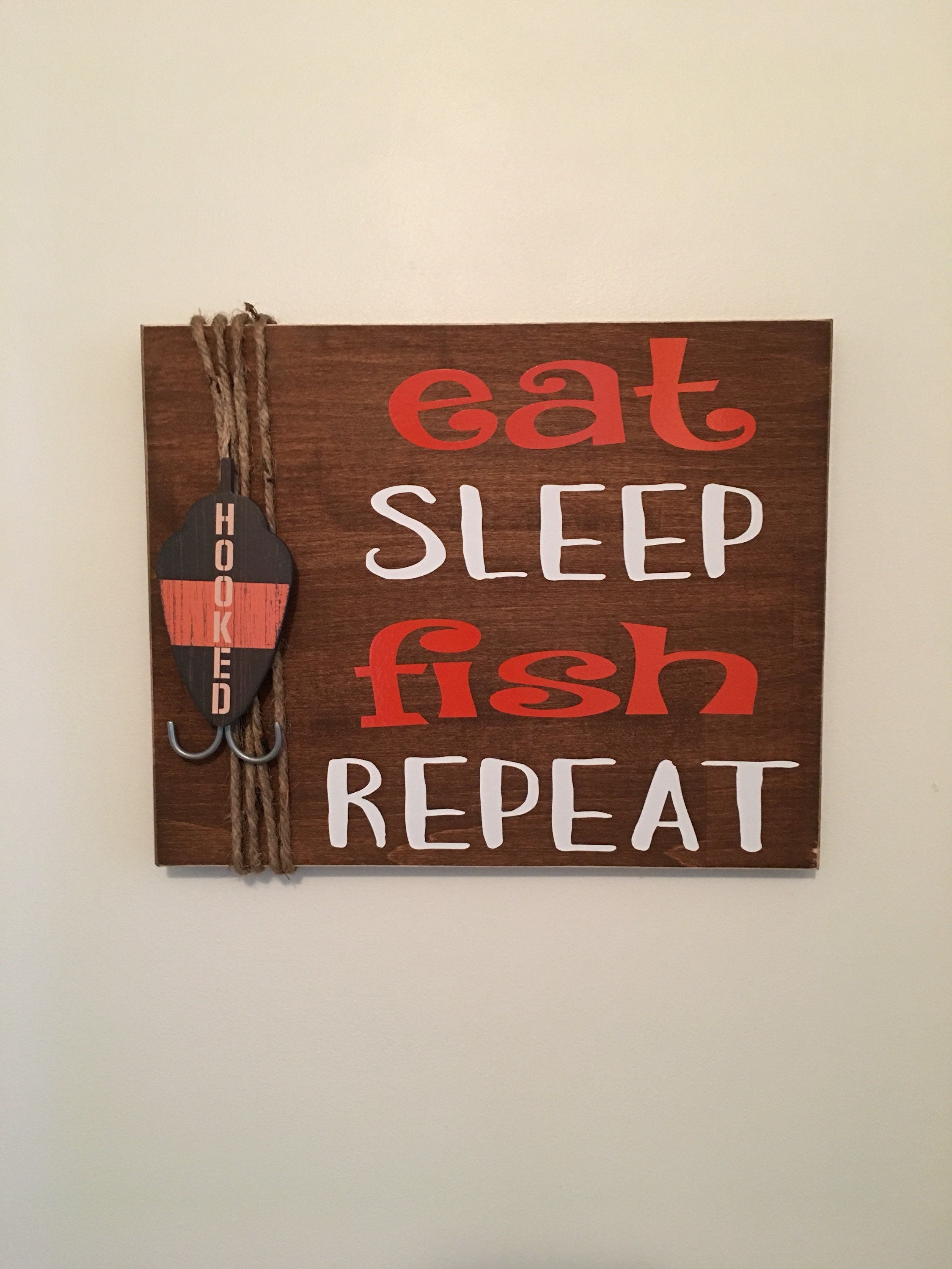 Eat Sleep Fish | Rustic Wooden Sign | Father's Day| Father of the Bride | Gift