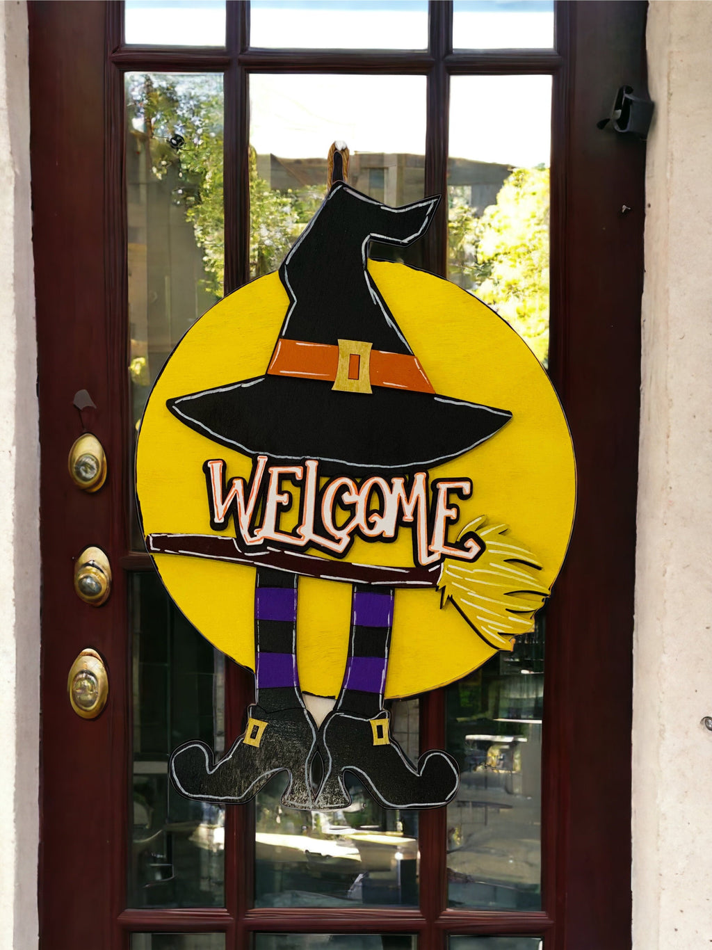 Welcome - Witch - Wooden  Halloween - Door Sign / Wreath