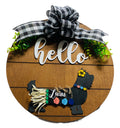Add on Outfit for Yorkie Frenchie Pug - Luau Hula -  Dog - Large Round Wooden Shiplap Door Hanger / Wreath / Sign