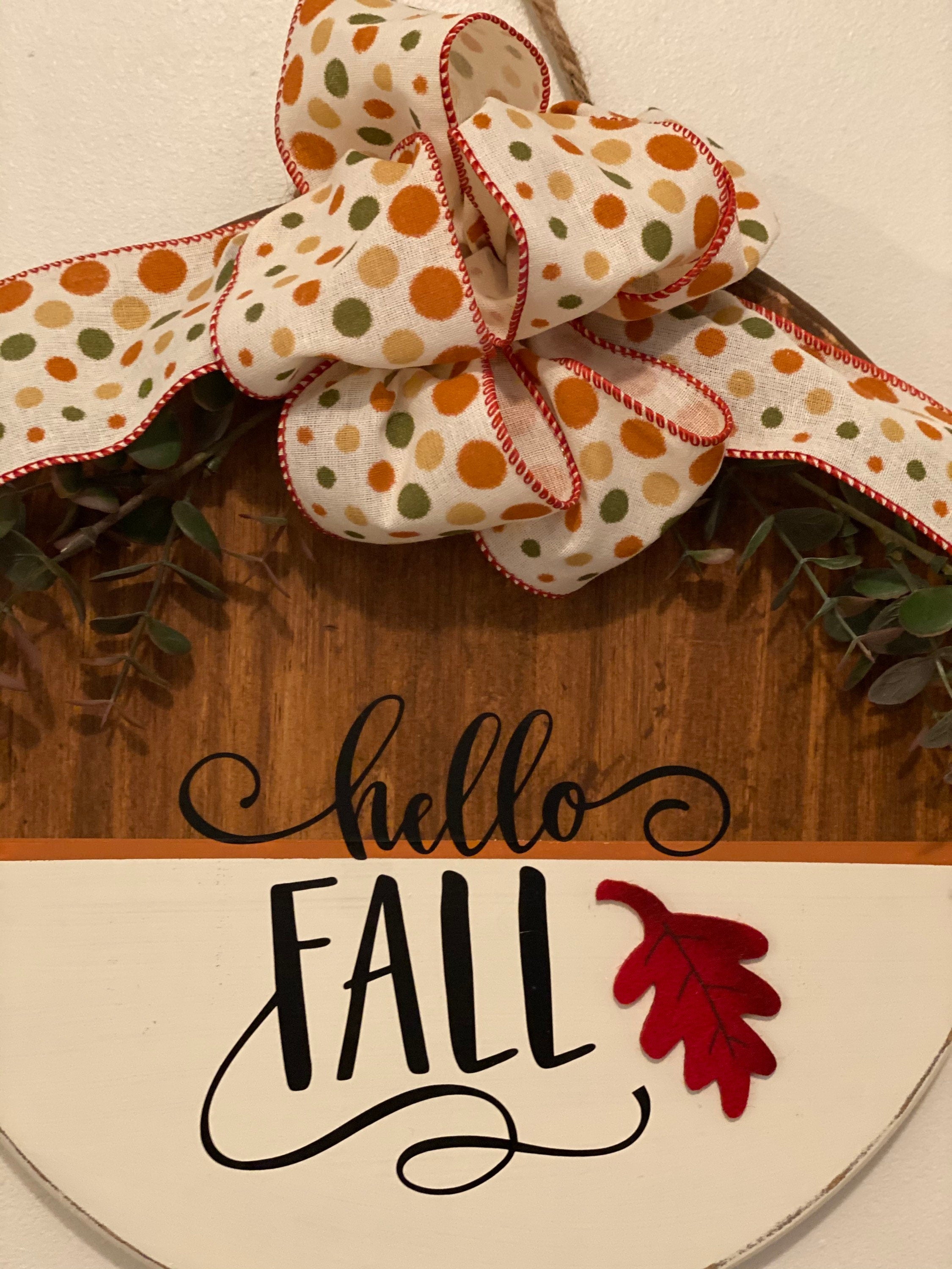 Happy Fall - Split Paint -12" Wooden Door Sign / Wreath