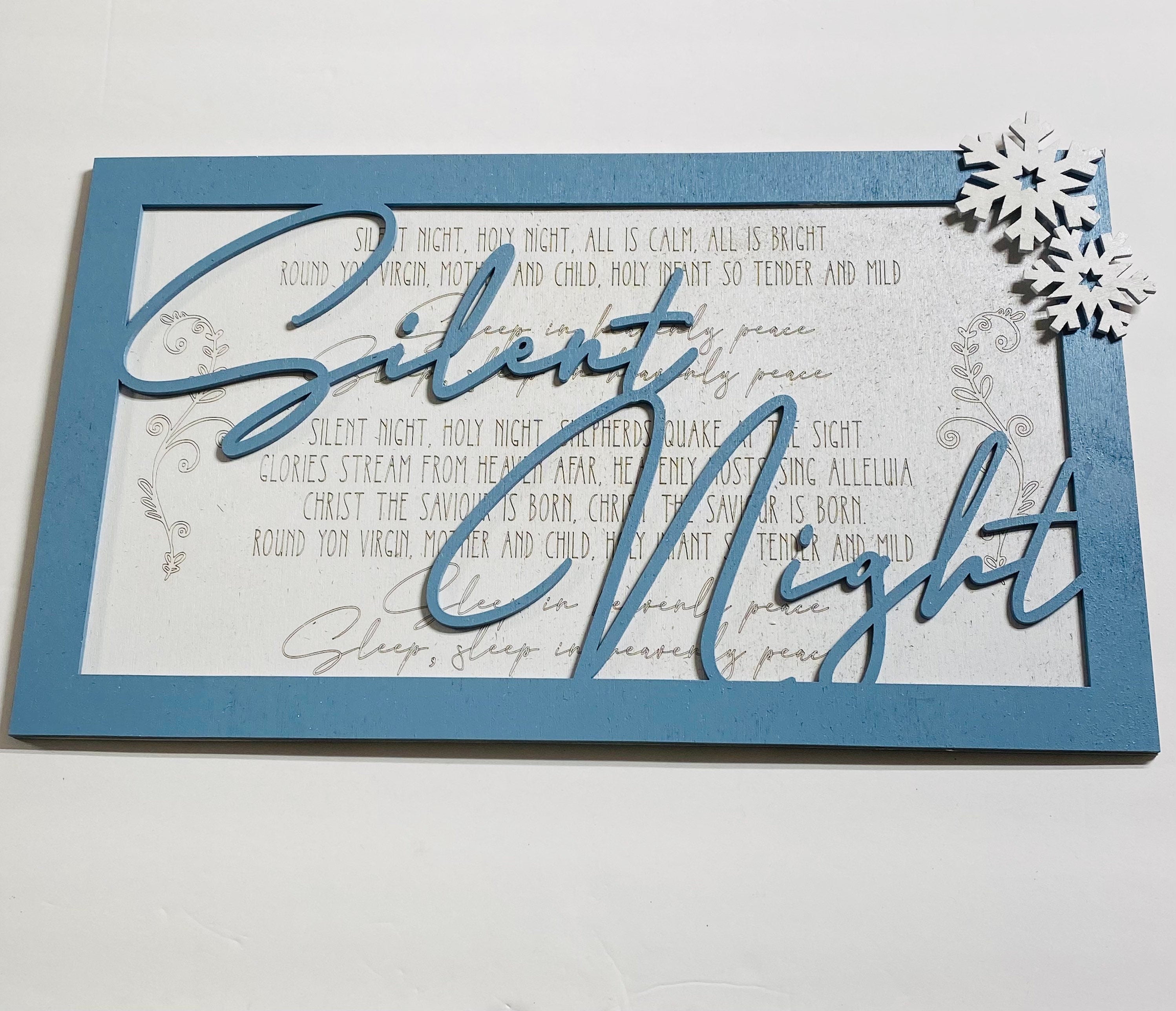 Silent Night - Layered Wooden Christmas Sign - Gift for Him Her - Home Decor - Decorations