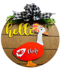 Add on Outfit - Kansas City Chiefs - Football - For Goose Goosey Interchangeable Large Round Wooden Shiplap Door Hanger / Wreath or Standup
