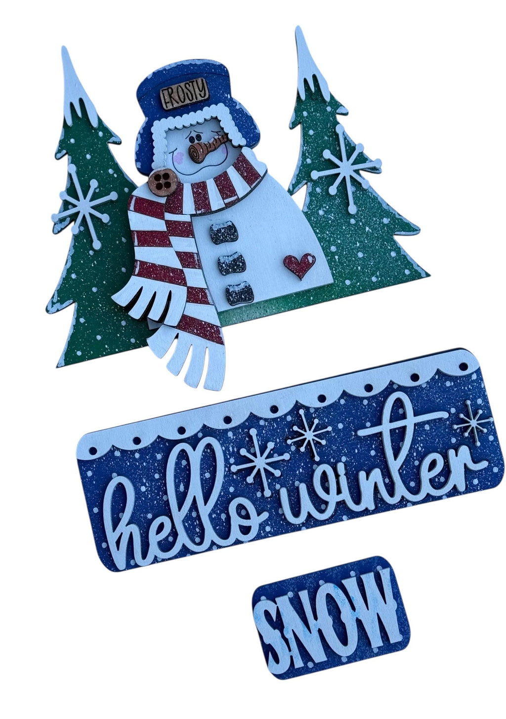 Add On Winter Snowman Set - Interchangeable- Vintage Truck - Stand up - Door Sign