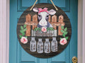 Girly - Farm Nursery - Hospital Room - Personalized - Roses - Cow and Milk Jugs - Baby Shower Gift - Door Sign / Wreath