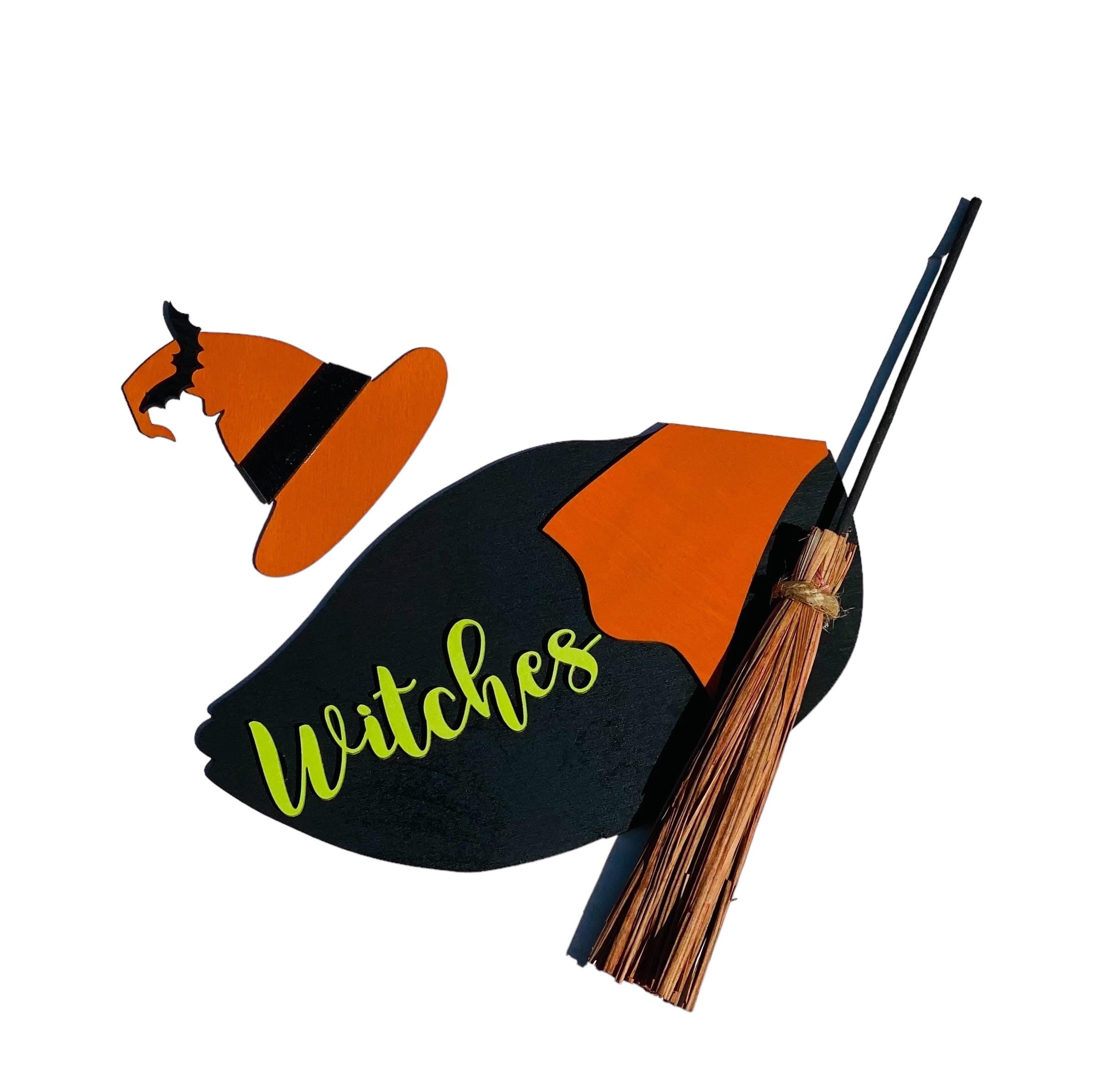 Add on Outfit - Witches - Halloween - For Goose Goosey Interchangeable Large Round Wooden Shiplap Door Hanger / Wreath or Standup