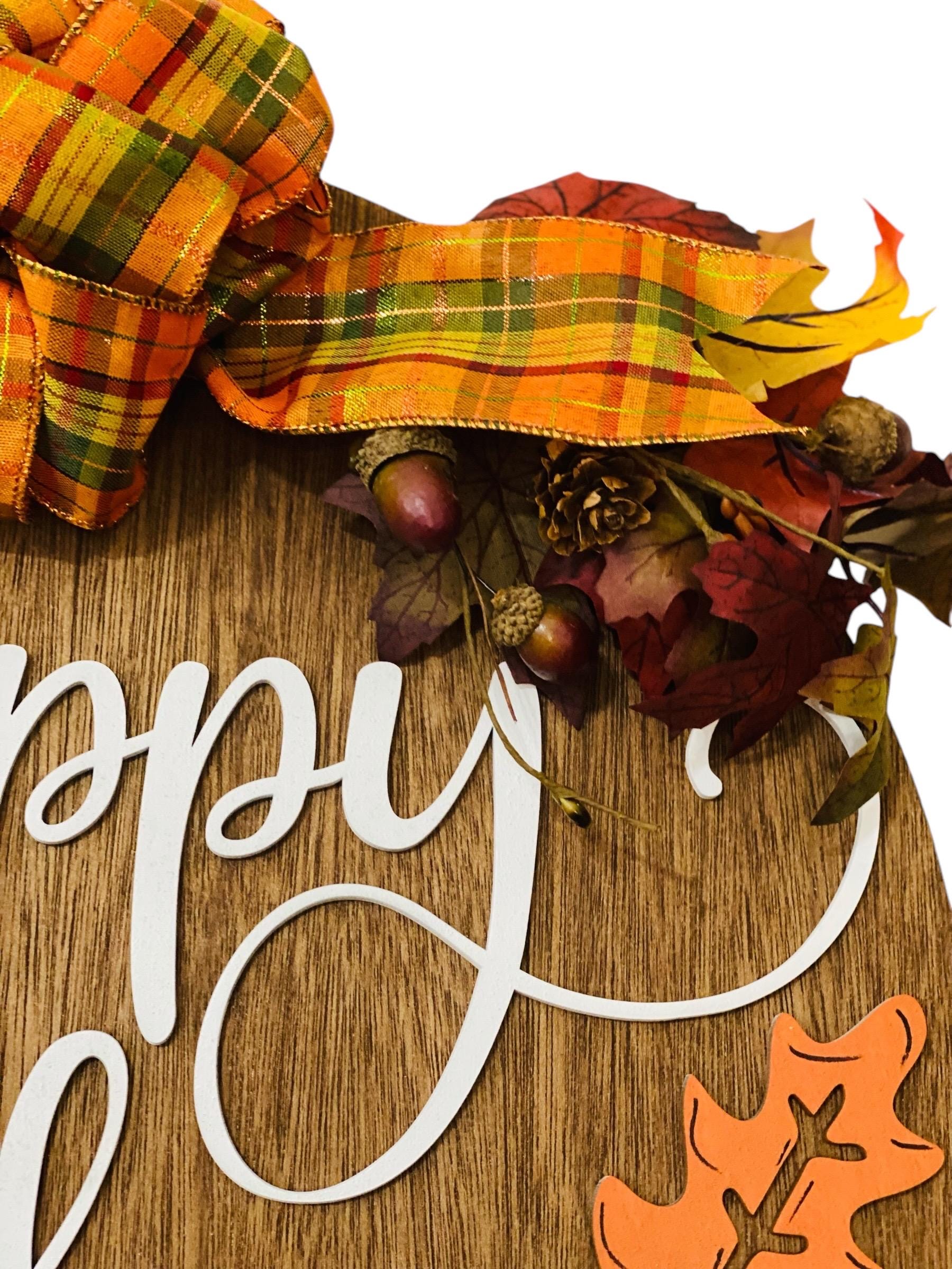 Happy Fall Y'All - Leaves -  18" Wooden Fall Door Sign / Wreath