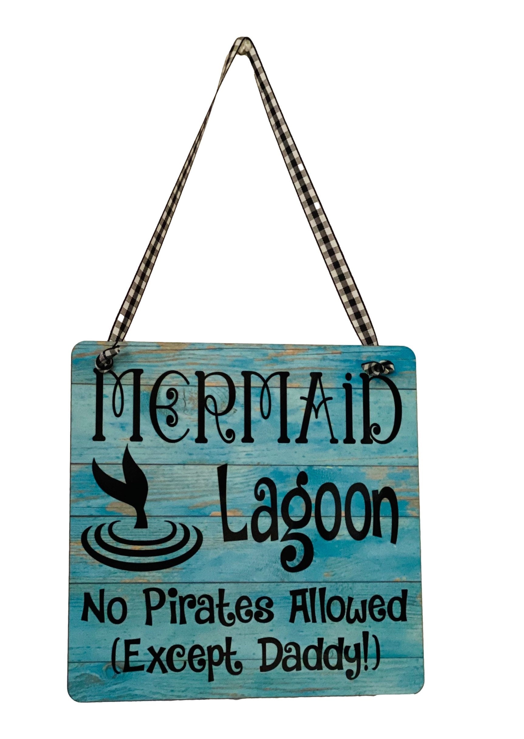 Adorable | Turquoise | Mermaid Lagoon | Wooden | Door Sign Hanger for Little Girls Room / Nursery