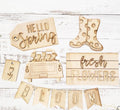 Spring Tier Tray - Blank Set - Unfinished 1/8” Wood Blanks - Laser Cut Wooden Shapes - Kids Crafts