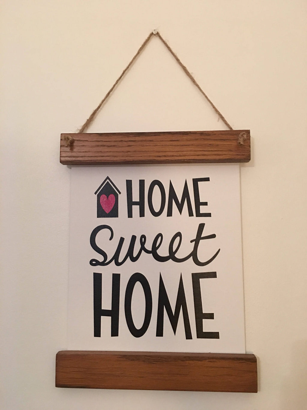 Home Sweet Home Canvas Scroll Farmhouse Style Wooden Framed Sign