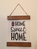 Home Sweet Home Canvas Scroll Farmhouse Style Wooden Framed Sign