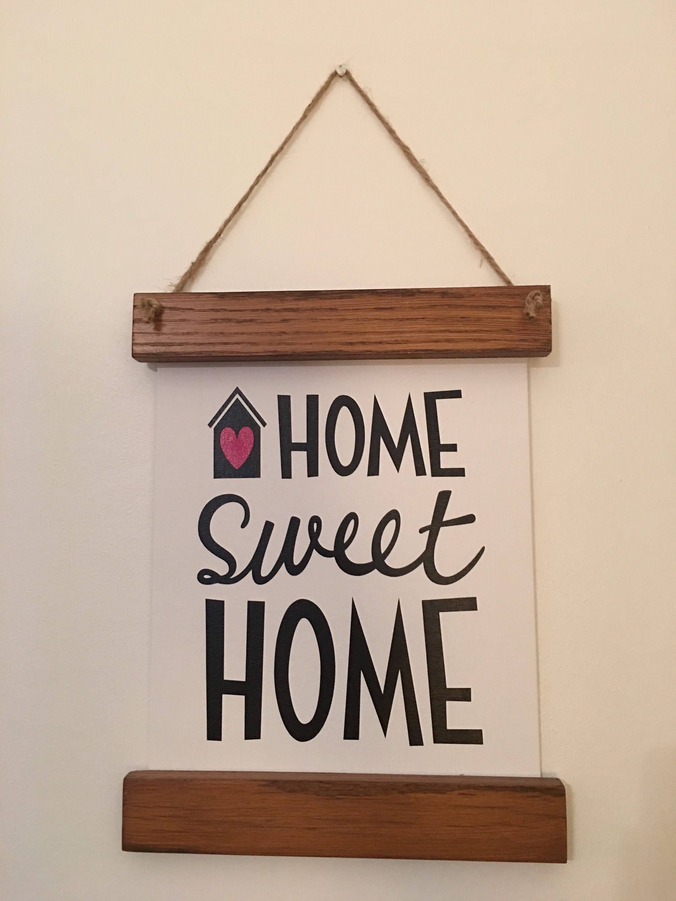 Home Sweet Home Canvas Scroll Farmhouse Style Wooden Framed Sign