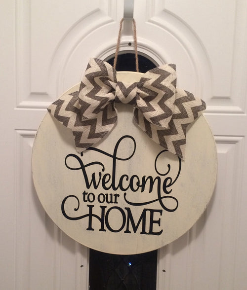 18" Round Wooden "Welcome To Our Home" Door Sign / Wreath FREE SHIPPING