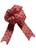 Red / White Gingham -  Ants - BBQ - Spring Summer - Add On Bow for Wreaths or Signs - Puffy Fluffy Bow for Gift or Present