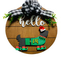 Add on Outfit for  Yorkie Frenchie Pug - Elf - Dog - Large Round Wooden Shiplap Door Hanger / Wreath / Sign