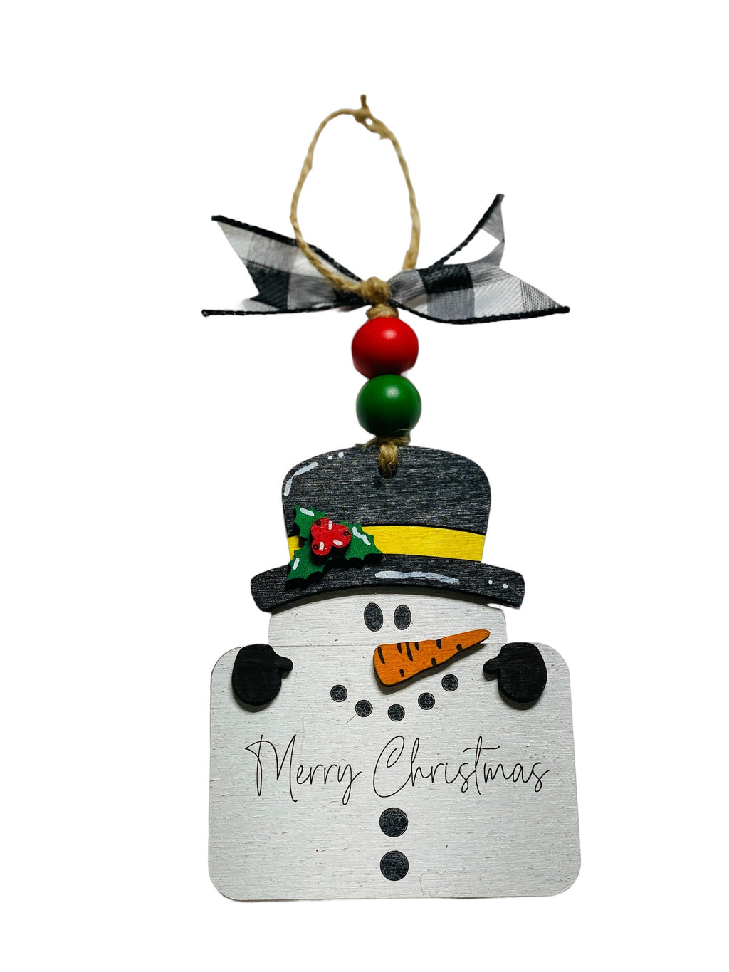 Snowman -  Christmas Money or Gift Card Holder - Wooden Ornament
