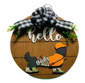 Add on Outfit for  Yorkie Frenchie Pug - Hunter - Dog - Large Round Wooden Shiplap Door Hanger / Wreath / Sign