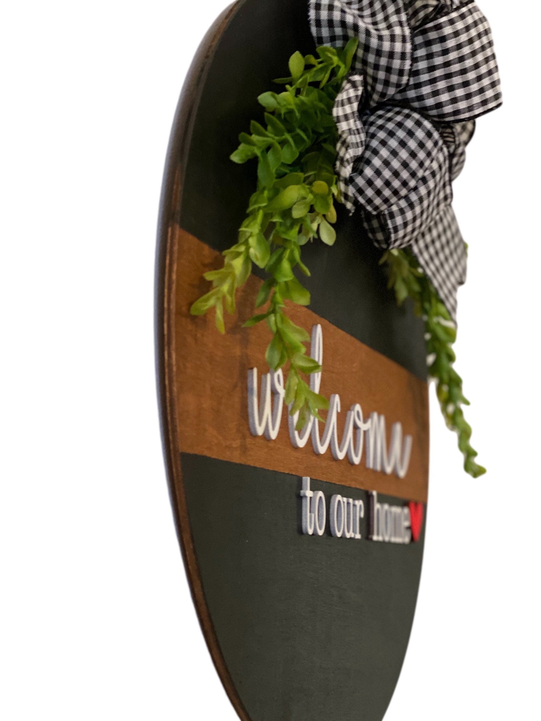 Split Brown / Black | Welcome To Our Home | Door Sign / Wreath