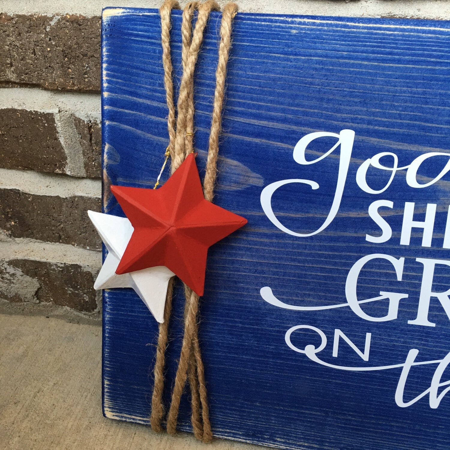 Wooden Rustic Sign Memorial Day /Fourth of July "God Shed His Grace On Thee"