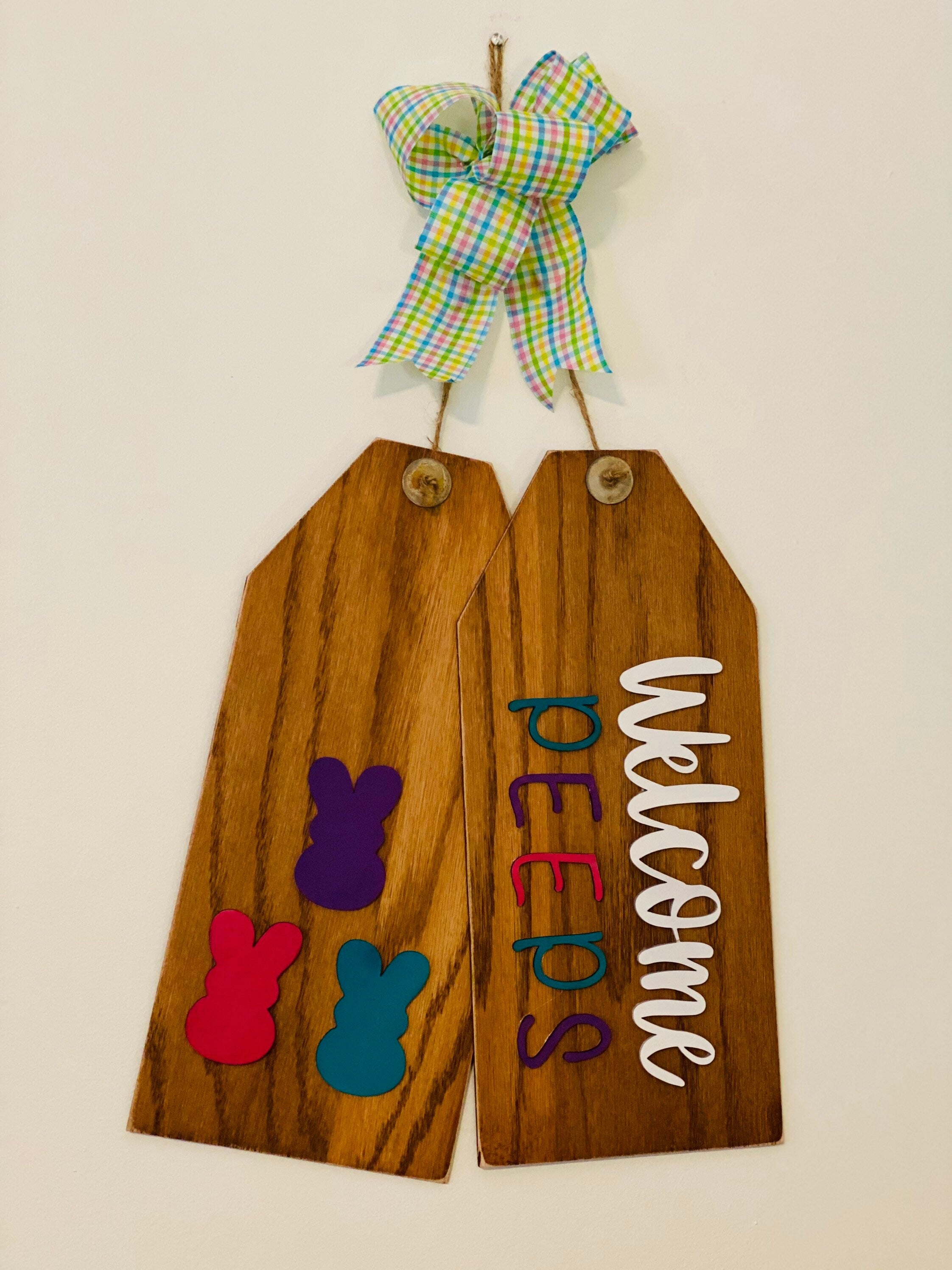 Welcome Peeps - Wooden - Easter / Spring - Door Tags - Sign- Gift for Housewarming- Present for Him Her
