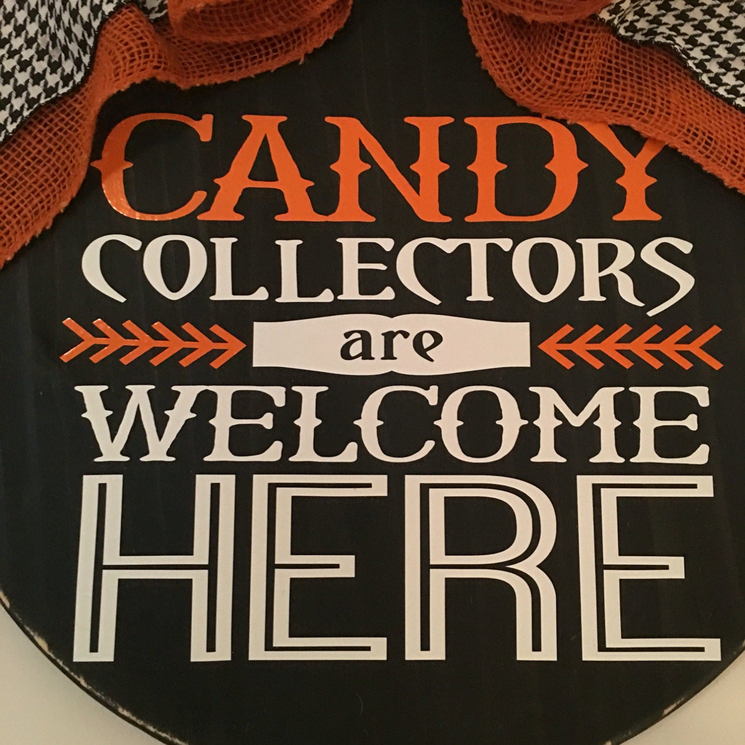 18" Round Halloween Candy Collector Wooden Door Sign / Wreath