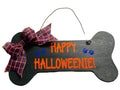Black Bone Shaped Halloween Happy Halloweenie Decorative Wall Sign /Door Sign