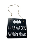 Adorable Rustic Little Bat Cave No Villains Allowed Wooden Superhero Door Sign for Little Boys Room / Nursery